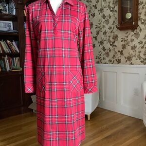 Blair Red Plaid Jersey Polo Roll-Up Sleeve Dress Size M